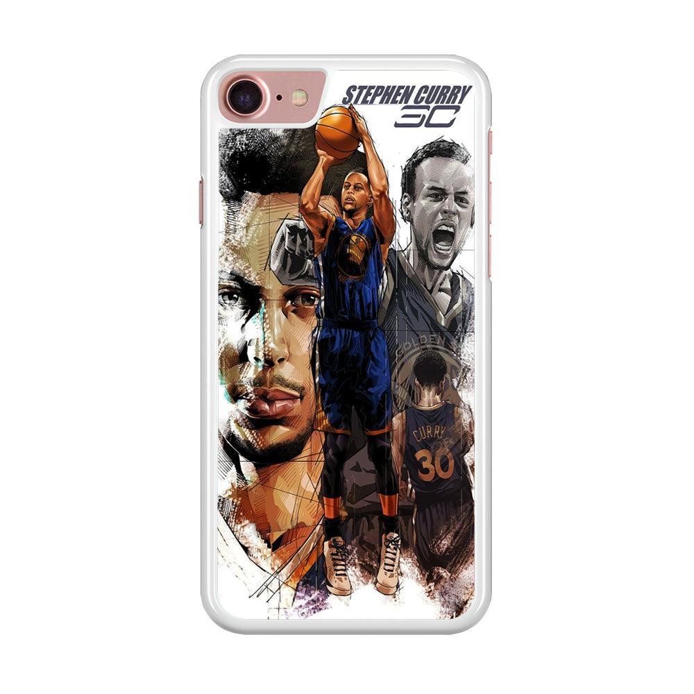 NBA Stephen Curry iPhone SE 2020 Case-Rubber / White (2D Case)-Xtracase