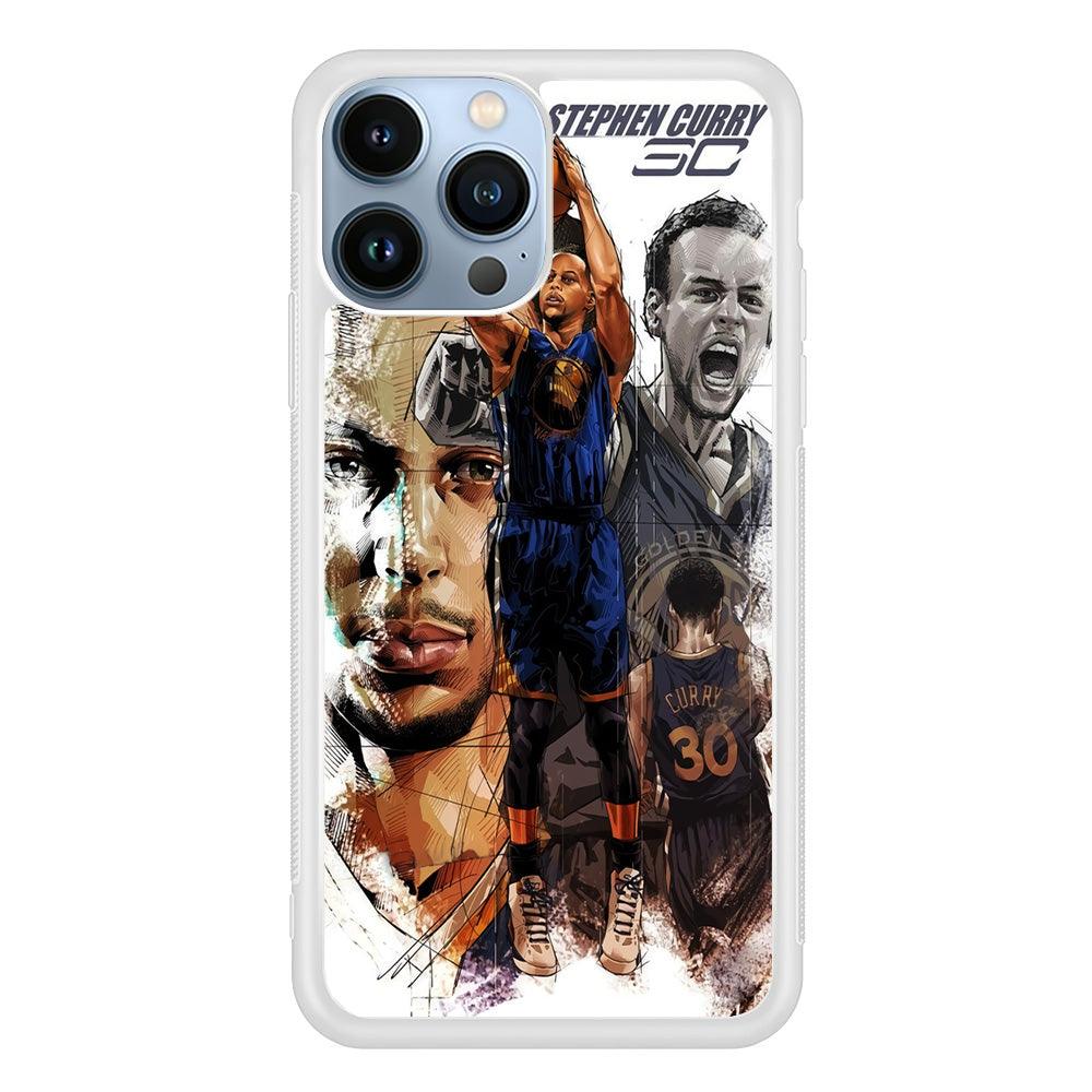 NBA Stephen Curry iPhone 13 Pro Case-Rubber / White (2D Case)-Xtracase