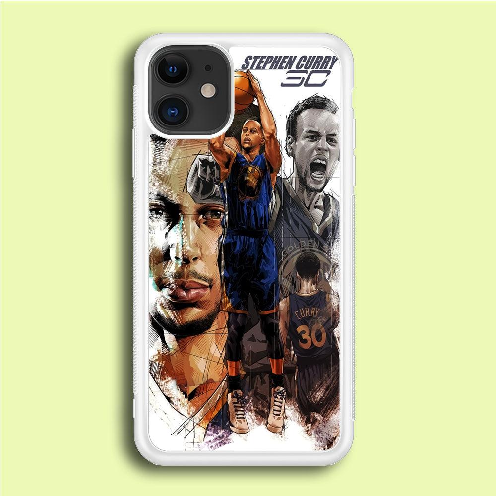 NBA Stephen Curry iPhone 12 Case-Rubber / White (2D Case)-Xtracase