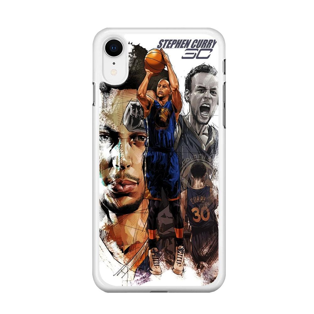 NBA Stephen Curry iPhone XR Case-Rubber / White (2D Case)-Xtracase