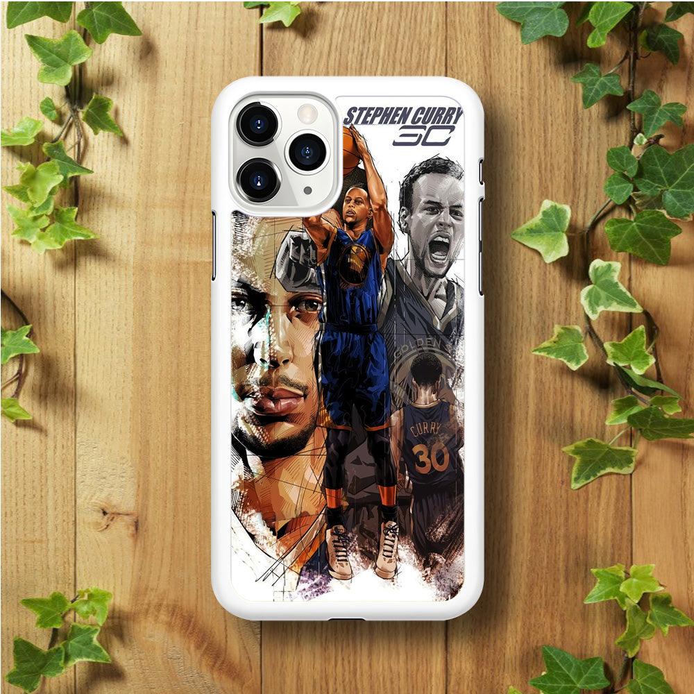 NBA Stephen Curry iPhone 11 Pro Case-Rubber / White (2D Case)-Xtracase