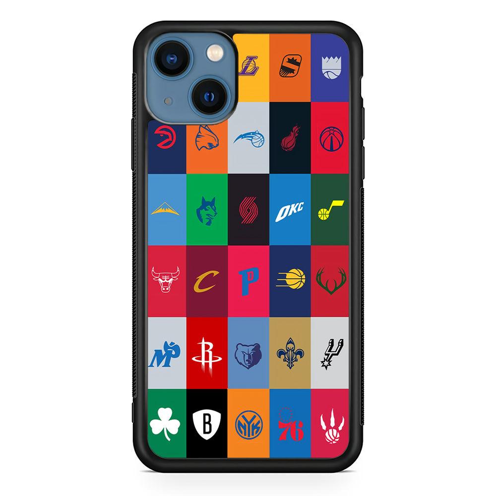 NBA Team Logos iPhone 13 Case-Rubber / Black (2D Case)-Xtracase