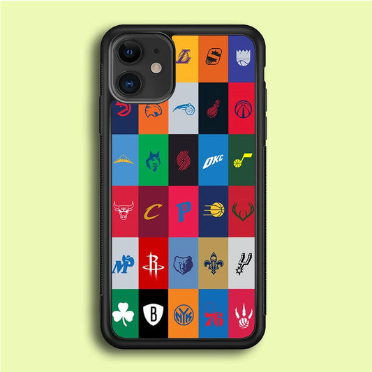 NBA Team Logos iPhone 12 Mini Case-Rubber / Black (2D Case)-Xtracase