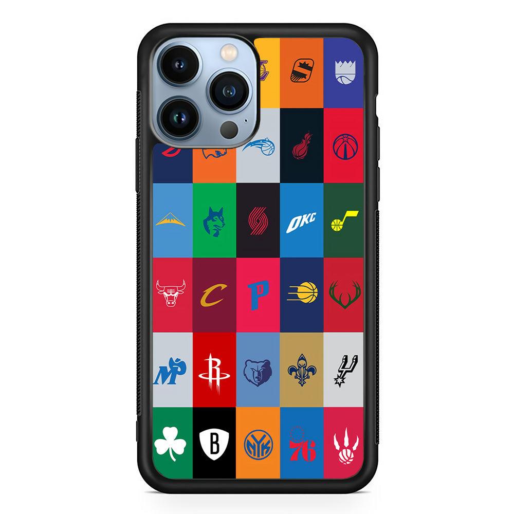 NBA Team Logos iPhone 13 Pro Case-Rubber / Black (2D Case)-Xtracase
