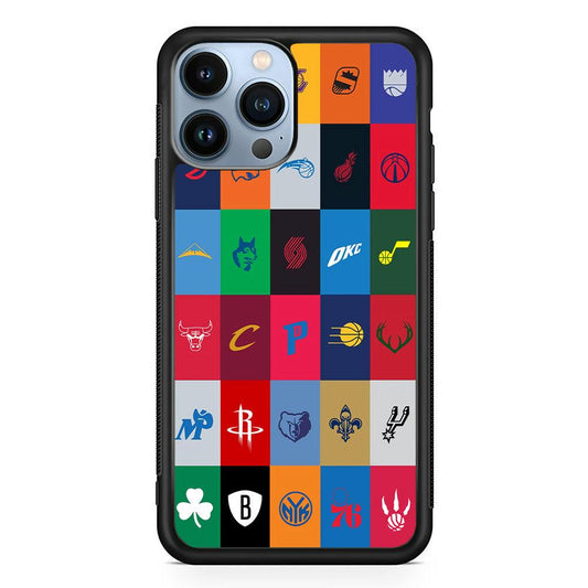 NBA Team Logos iPhone 13 Pro Case-Rubber / Black (2D Case)-Xtracase