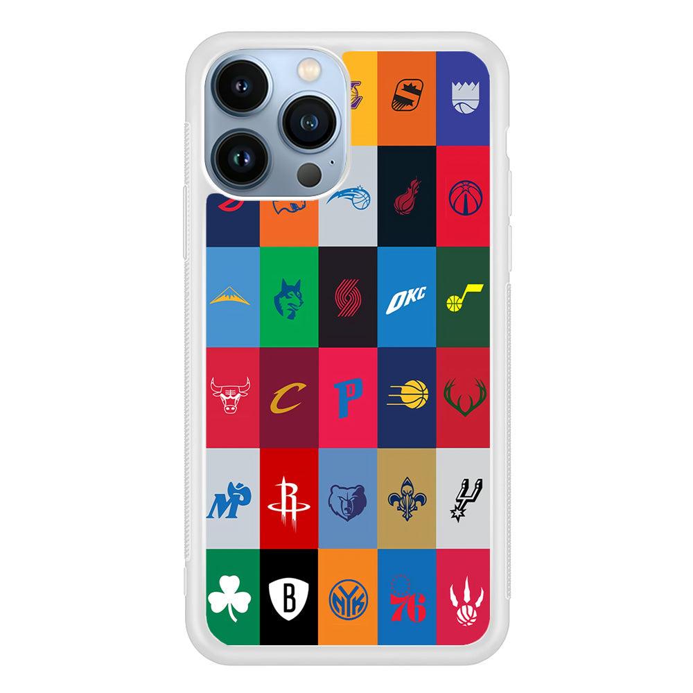NBA Team Logos iPhone 13 Pro Case-Rubber / White (2D Case)-Xtracase