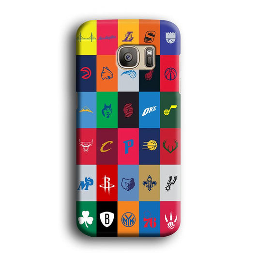 NBA Team Logos Samsung Galaxy S7 Edge Case-Plastic / Full Wrap (3D Case)-Xtracase