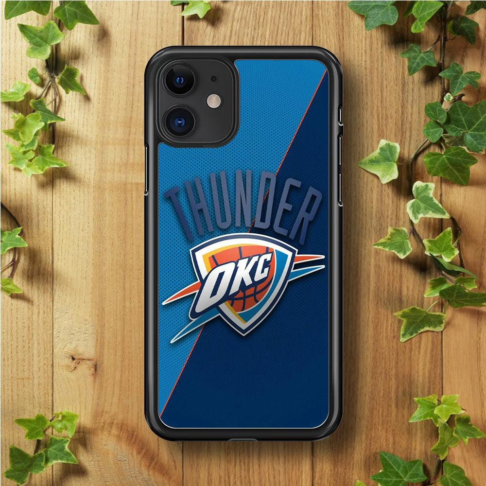 NBA Thunder Basketball 001 iPhone 11 Case-Rubber / Black (2D Case)-Xtracase
