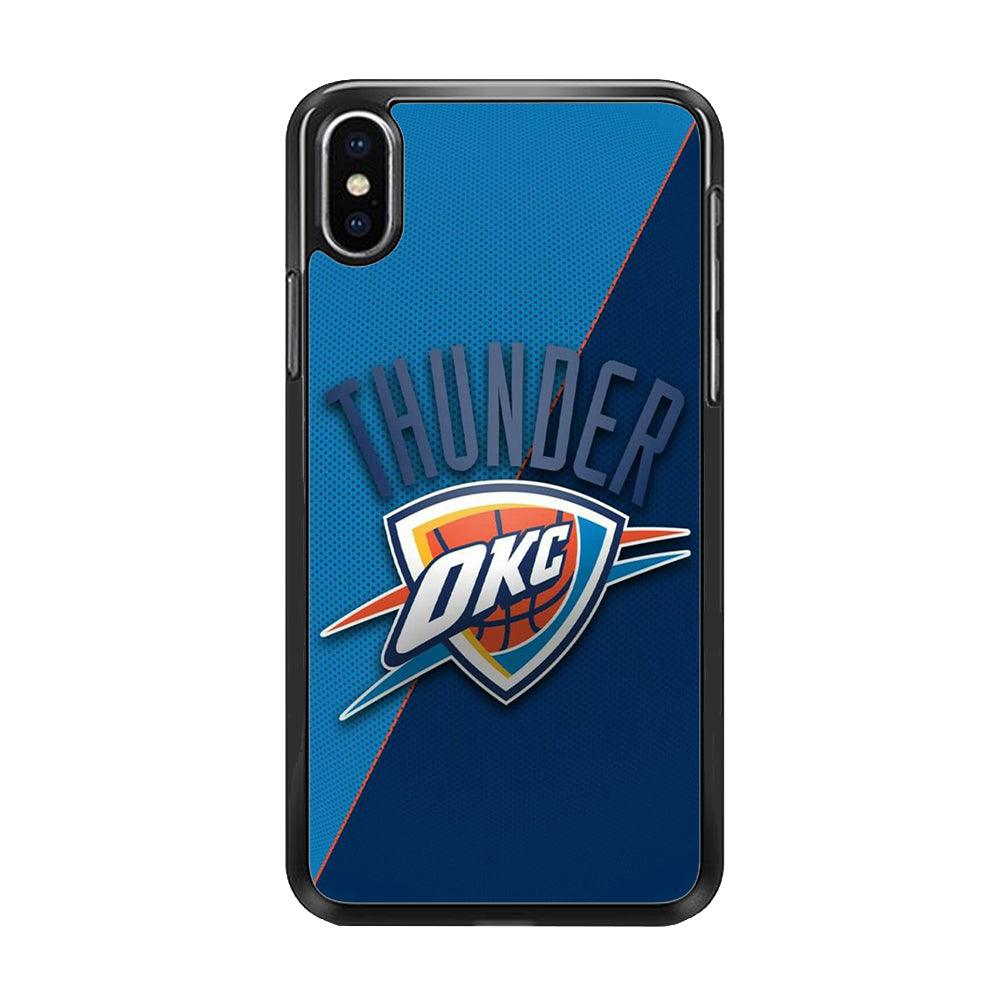 NBA Thunder Basketball 001 iPhone Xs Case-Rubber / Black (2D Case)-Xtracase