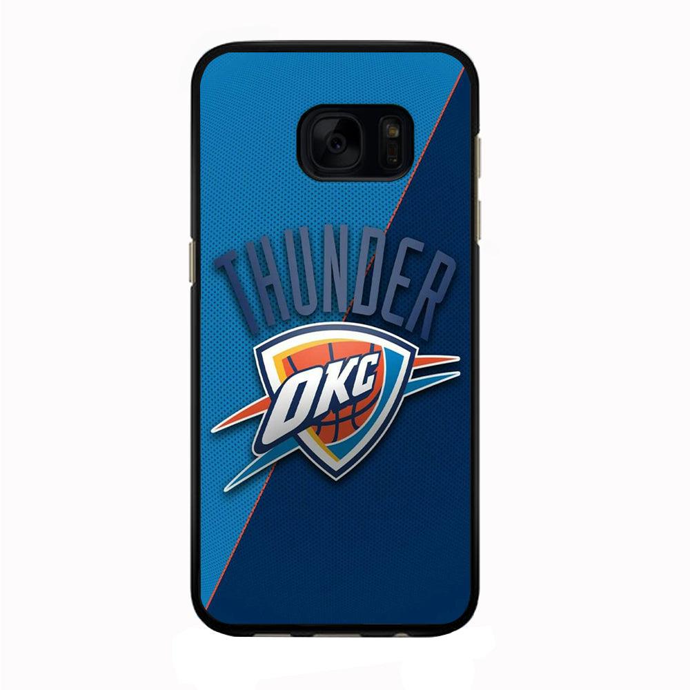 NBA Thunder Basketball 001 Samsung Galaxy S7 Edge Case-Rubber / Black (2D Case)-Xtracase