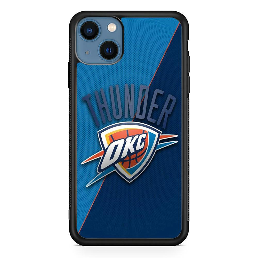 NBA Thunder Basketball 001 iPhone 13 Mini Case-Rubber / Black (2D Case)-Xtracase