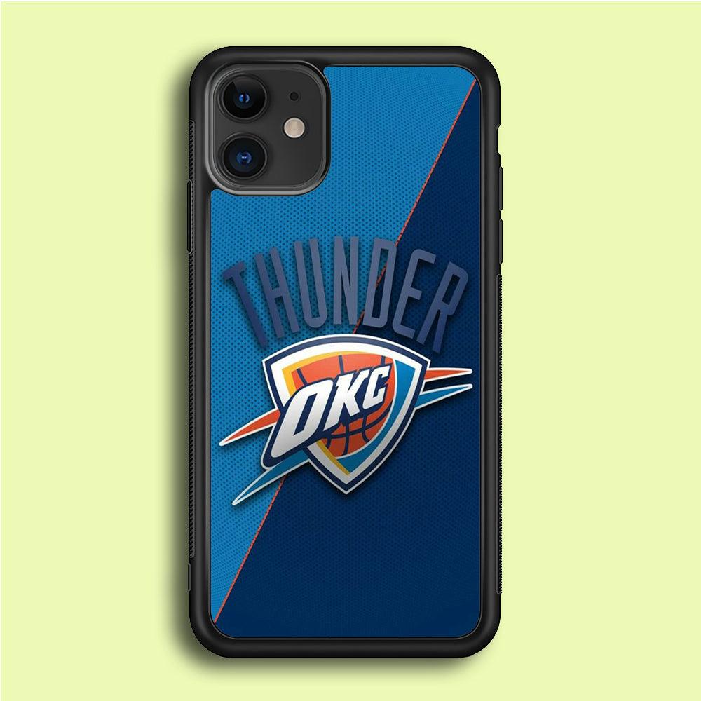 NBA Thunder Basketball 001 iPhone 12 Mini Case-Rubber / Black (2D Case)-Xtracase