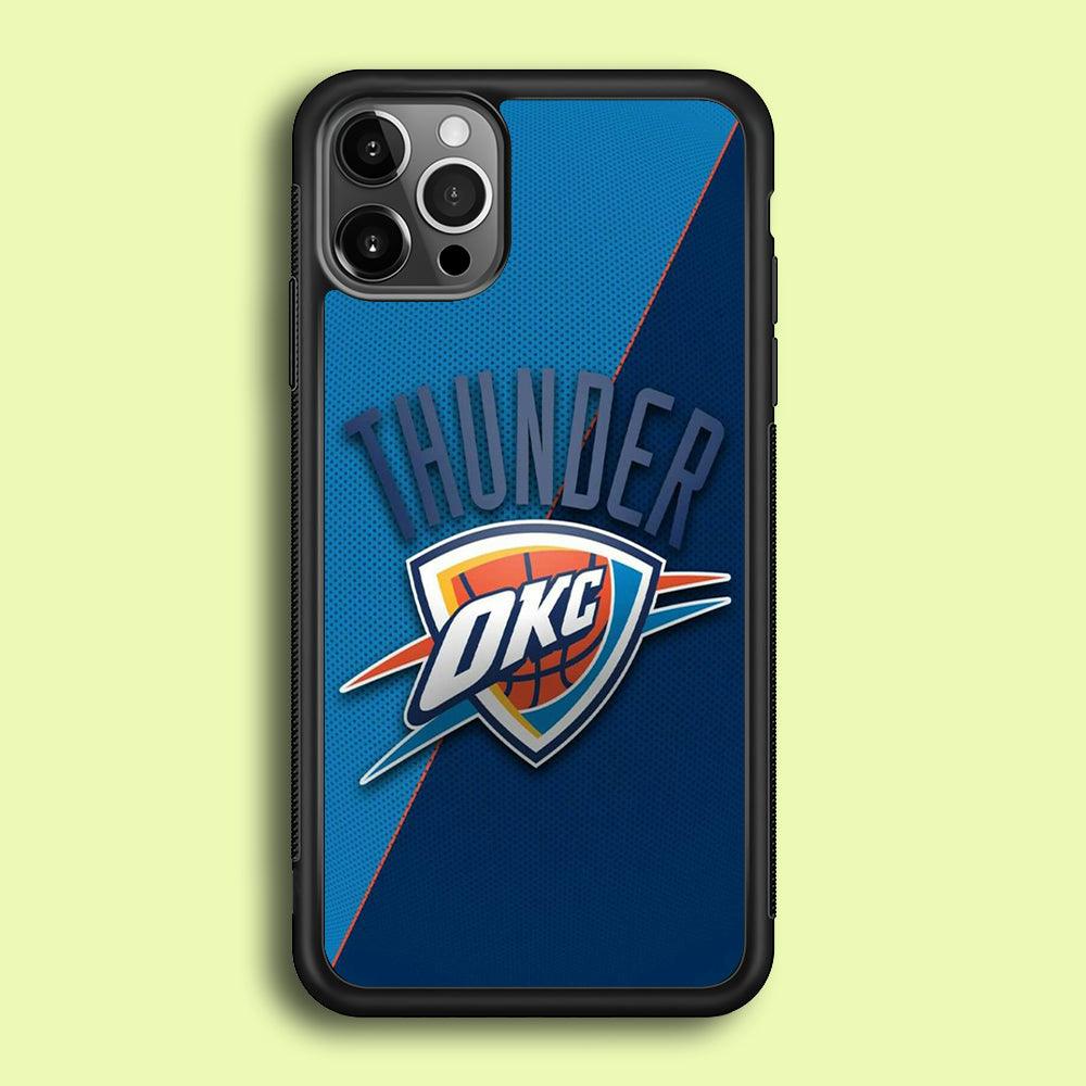 NBA Thunder Basketball 001 iPhone 12 Pro Case-Rubber / Black (2D Case)-Xtracase