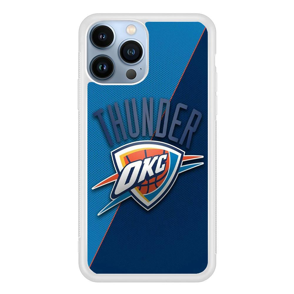 NBA Thunder Basketball 001 iPhone 13 Pro Max Case-Rubber / White (2D Case)-Xtracase