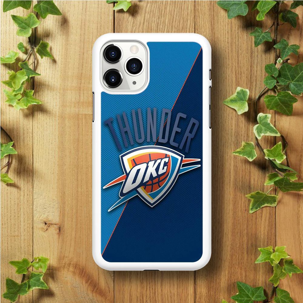 NBA Thunder Basketball 001 iPhone 11 Pro Case-Rubber / White (2D Case)-Xtracase