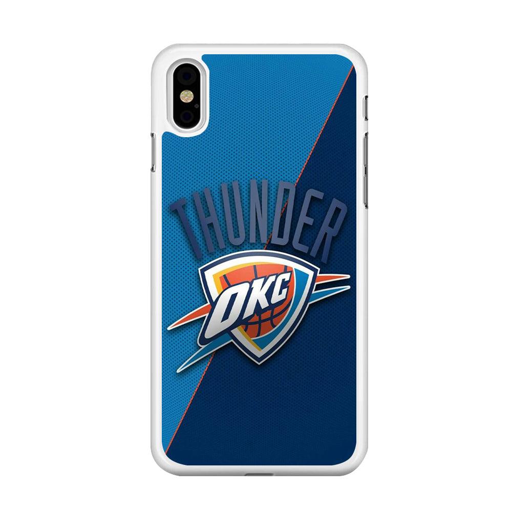 NBA Thunder Basketball 001 iPhone Xs Case-Rubber / White (2D Case)-Xtracase