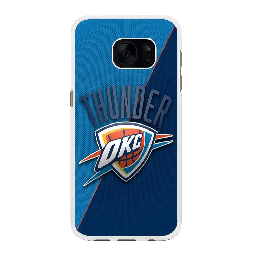 NBA Thunder Basketball 001 Samsung Galaxy S7 Edge Case-Rubber / White (2D Case)-Xtracase