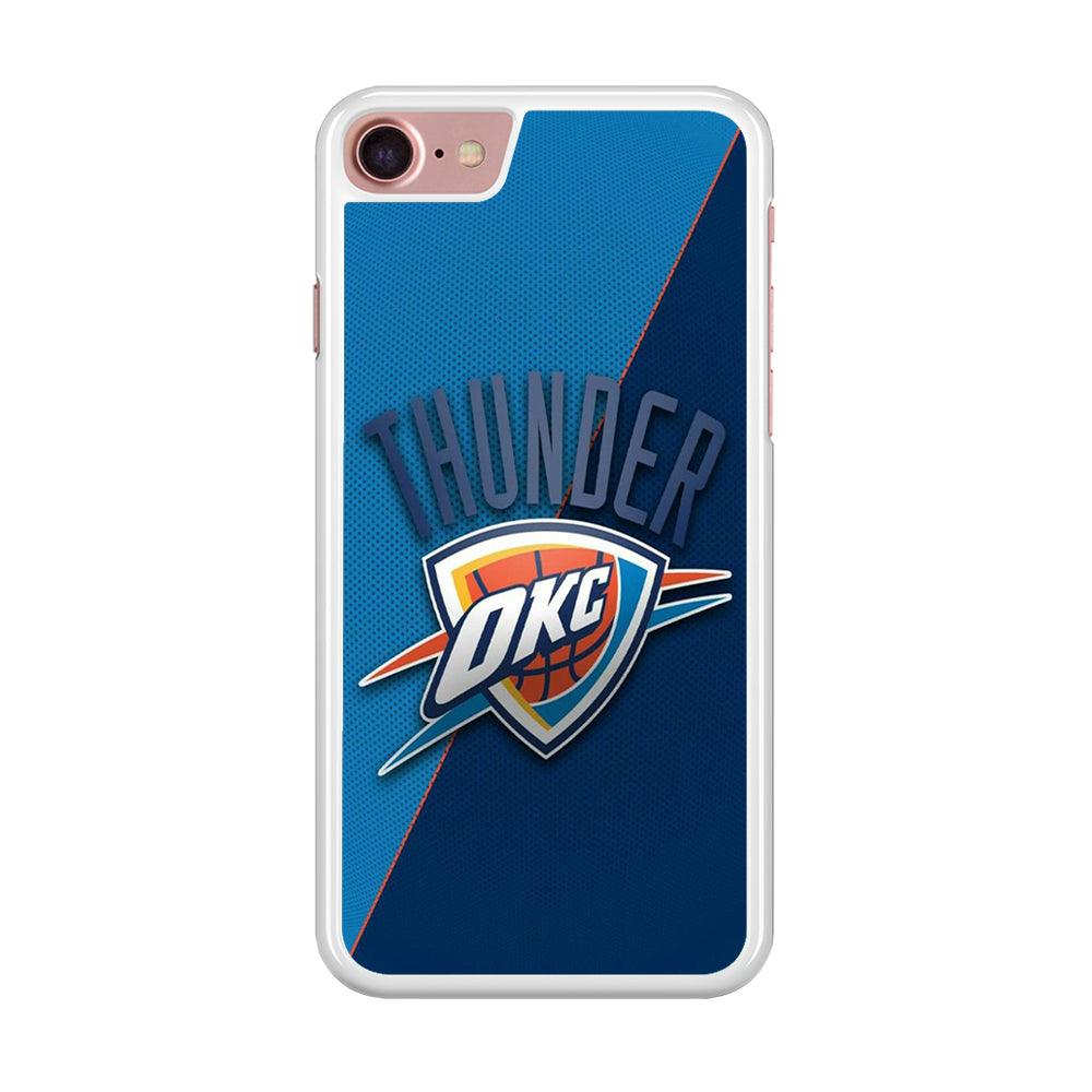 NBA Thunder Basketball 001 iPhone 8 Case-Rubber / White (2D Case)-Xtracase
