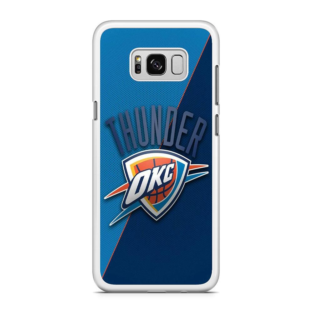 NBA Thunder Basketball 001 Samsung Galaxy S8 Case-Rubber / White (2D Case)-Xtracase