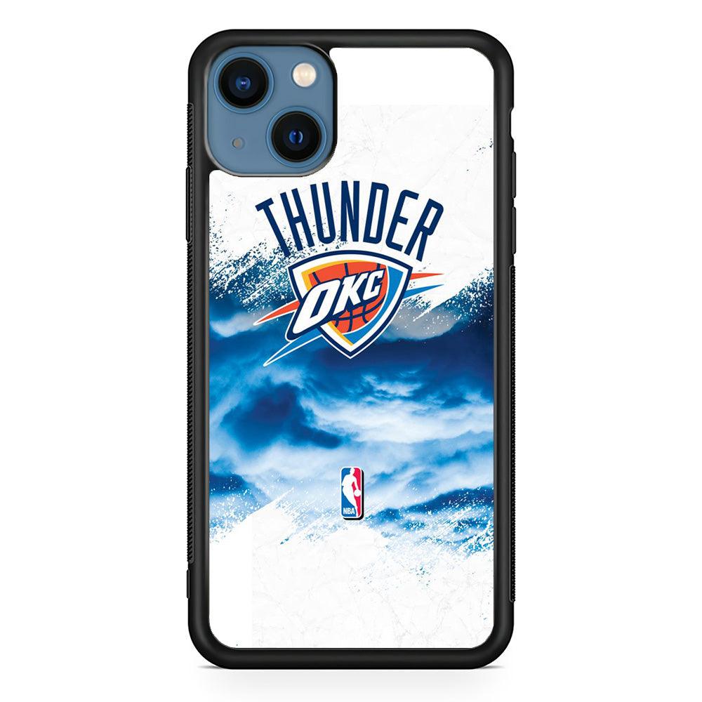 NBA Thunder Basketball 002 iPhone 13 Mini Case-Rubber / Black (2D Case)-Xtracase
