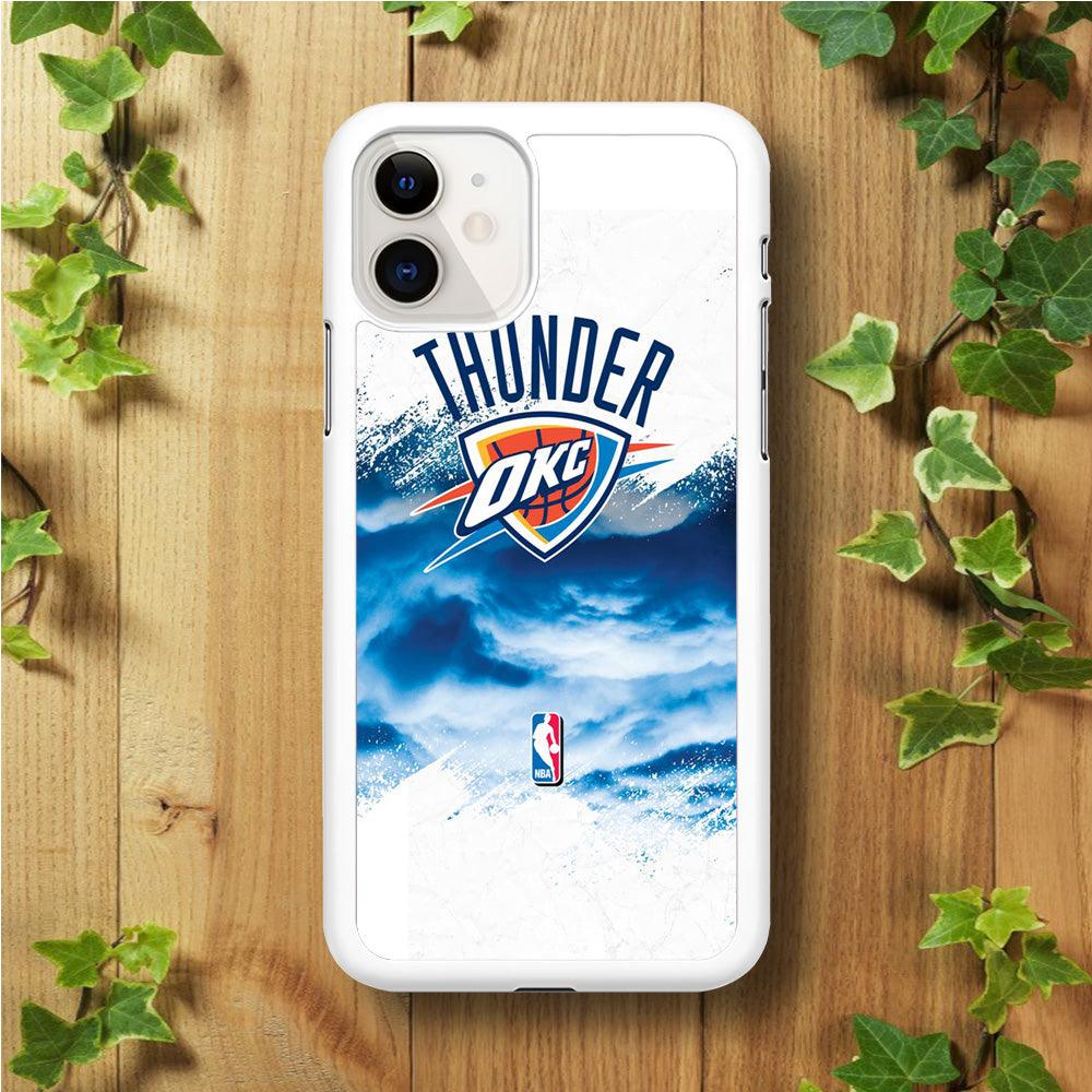 NBA Thunder Basketball 002 iPhone 11 Case-Rubber / White (2D Case)-Xtracase