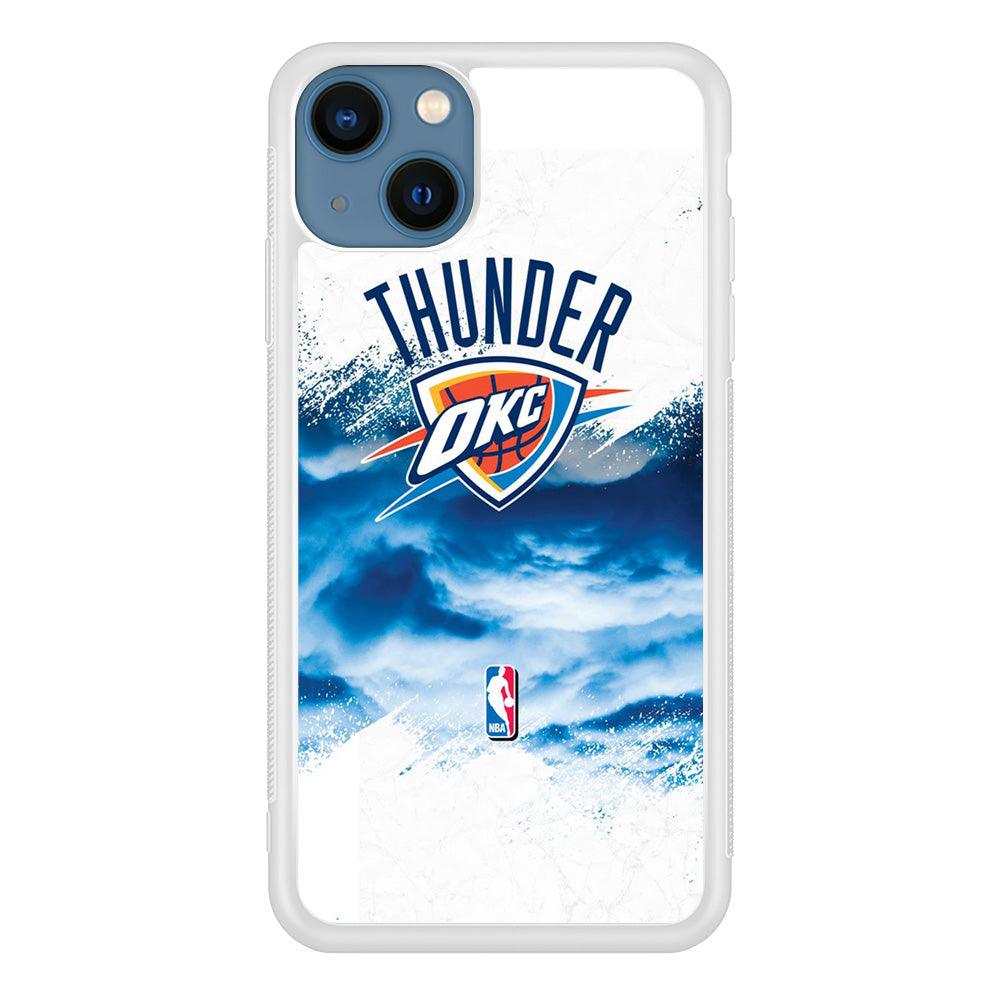 NBA Thunder Basketball 002 iPhone 13 Case-Rubber / White (2D Case)-Xtracase