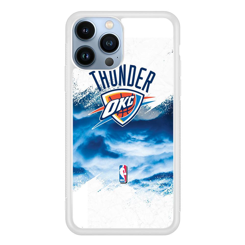 NBA Thunder Basketball 002 iPhone 13 Pro Case-Rubber / White (2D Case)-Xtracase