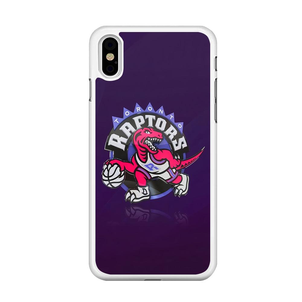 NBA Toronto Raptors Basketball 002 iPhone Xs Case-Rubber / White (2D Case)-Xtracase