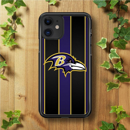 NFL Baltimore Ravens 001 iPhone 11 Case-Rubber / Black (2D Case)-Xtracase