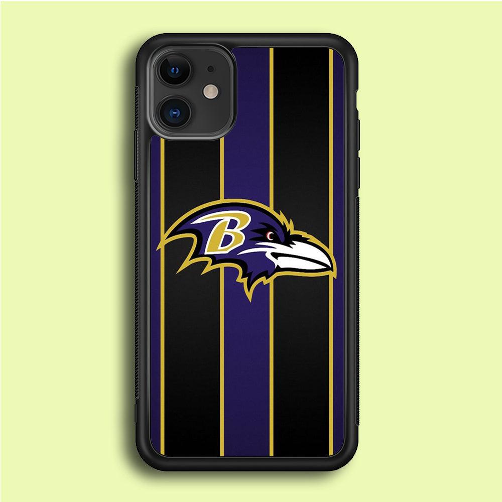 NFL Baltimore Ravens 001 iPhone 12 Mini Case-Rubber / Black (2D Case)-Xtracase