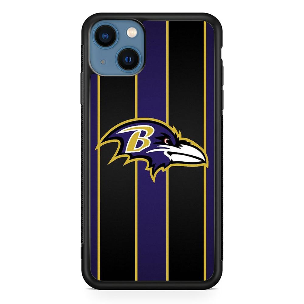 NFL Baltimore Ravens 001 iPhone 13 Case-Rubber / Black (2D Case)-Xtracase