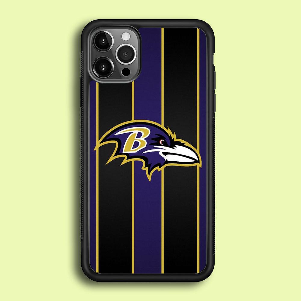 NFL Baltimore Ravens 001 iPhone 12 Pro Case-Rubber / Black (2D Case)-Xtracase