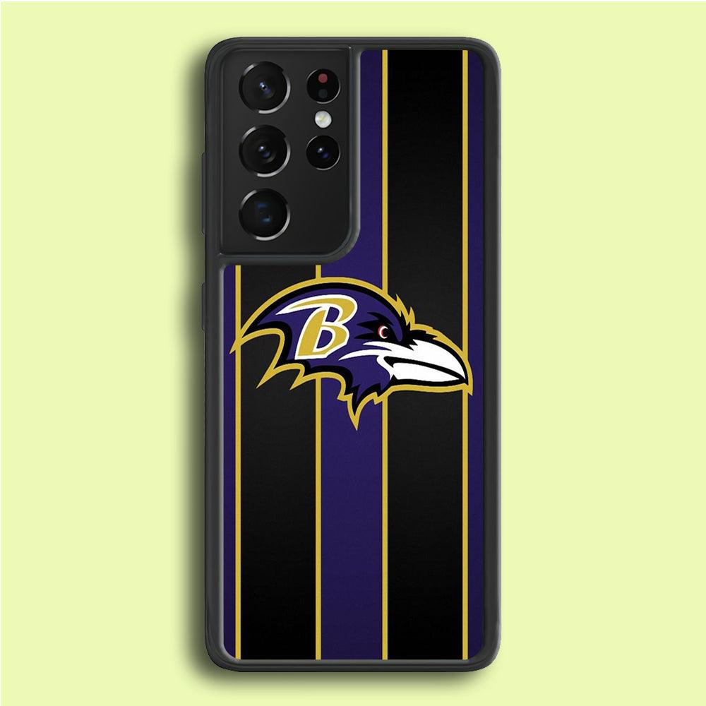 NFL Baltimore Ravens 001 Samsung Galaxy S21 Ultra Case-Rubber / White (2D Case)-Xtracase