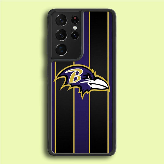 NFL Baltimore Ravens 001 Samsung Galaxy S21 Ultra Case-Rubber / White (2D Case)-Xtracase