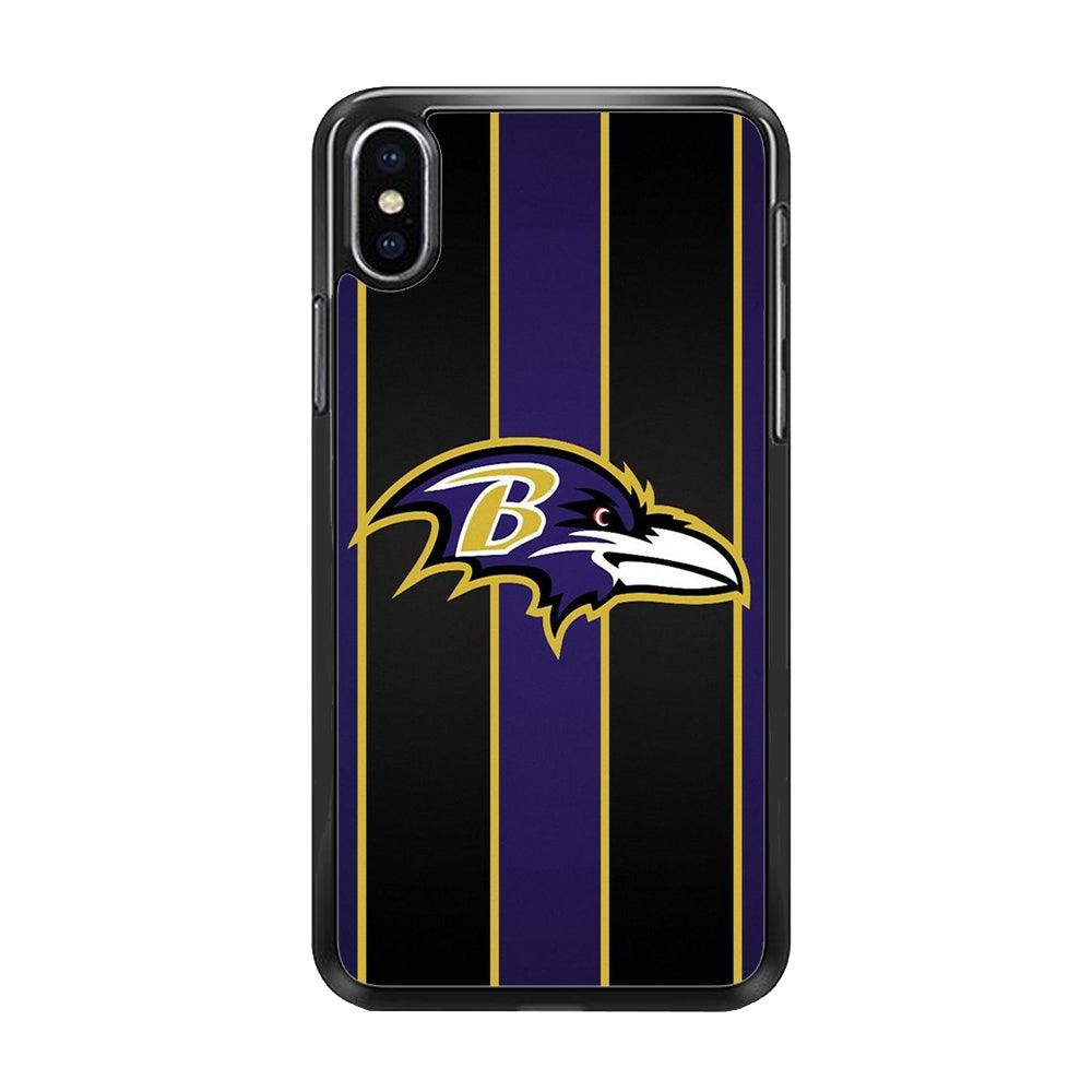 NFL Baltimore Ravens 001 iPhone Xs Case-Rubber / Black (2D Case)-Xtracase