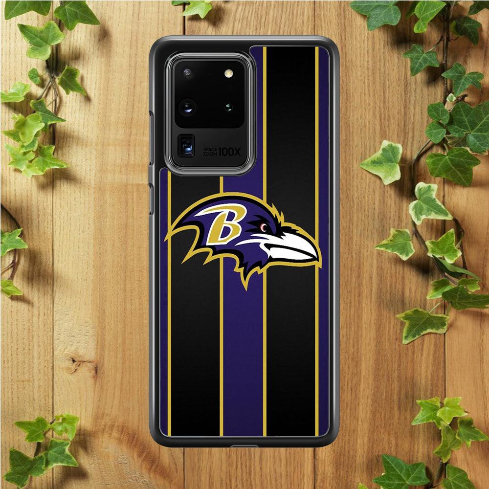 NFL Baltimore Ravens 001 Samsung Galaxy S20 Ultra Case-Rubber / Black (2D Case)-Xtracase