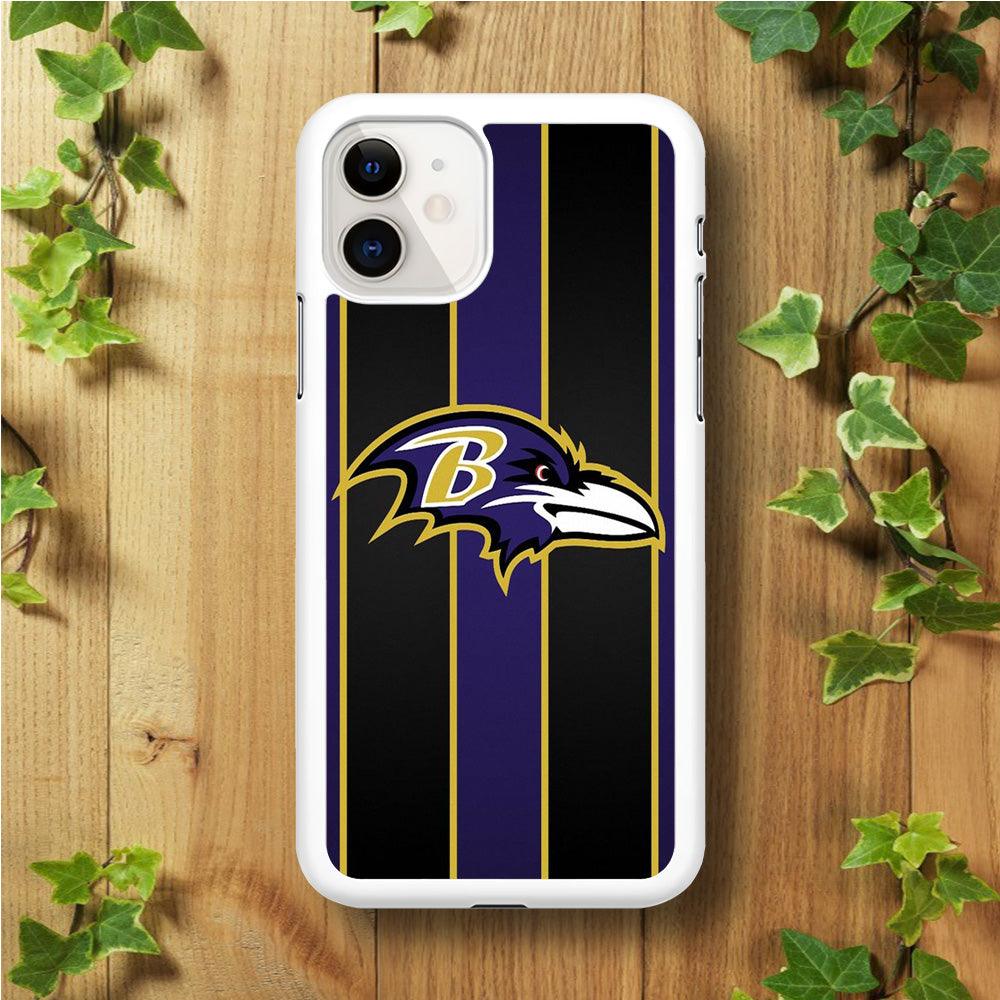 NFL Baltimore Ravens 001 iPhone 11 Case-Rubber / White (2D Case)-Xtracase