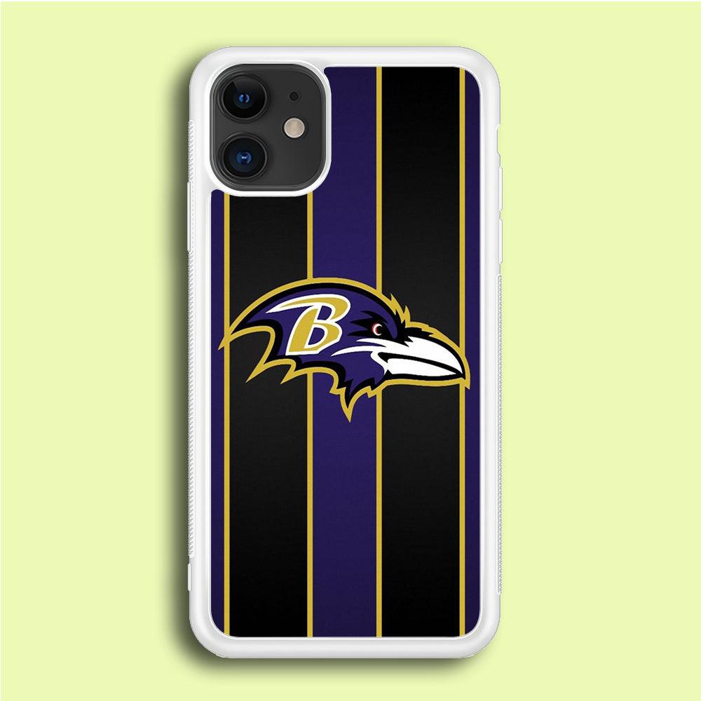 NFL Baltimore Ravens 001 iPhone 12 Case-Rubber / White (2D Case)-Xtracase
