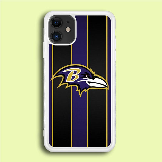 NFL Baltimore Ravens 001 iPhone 12 Case-Rubber / White (2D Case)-Xtracase