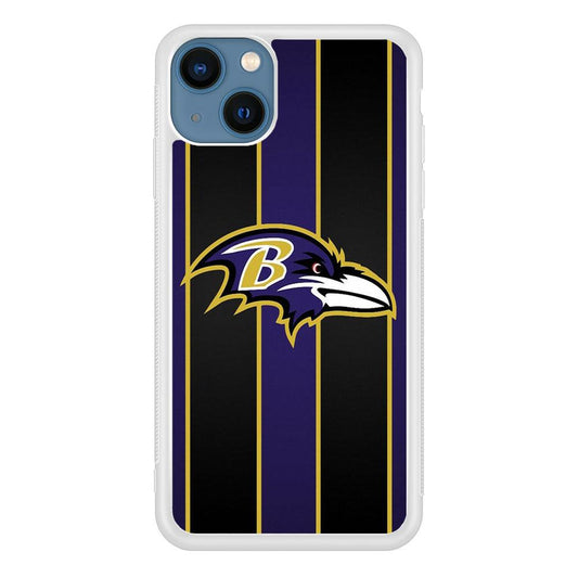 NFL Baltimore Ravens 001 iPhone 13 Mini Case-Rubber / White (2D Case)-Xtracase