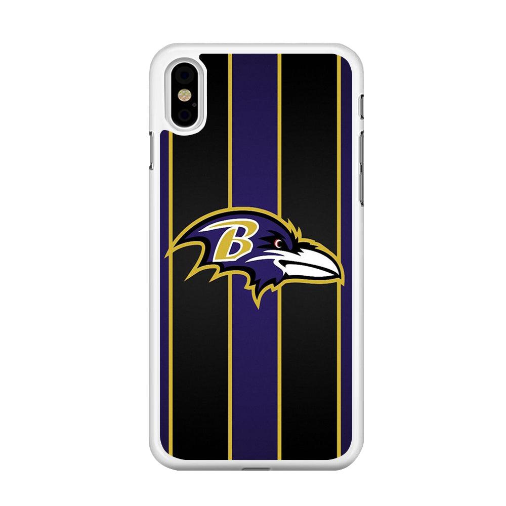 NFL Baltimore Ravens 001 iPhone Xs Case-Rubber / White (2D Case)-Xtracase