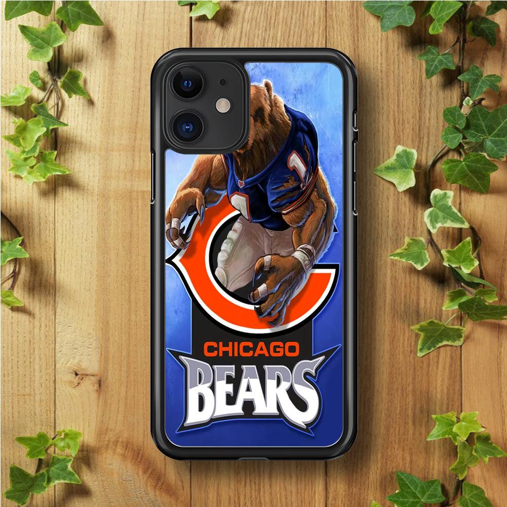 NFL Chicago Bears 001 iPhone 11 Case-Rubber / Black (2D Case)-Xtracase