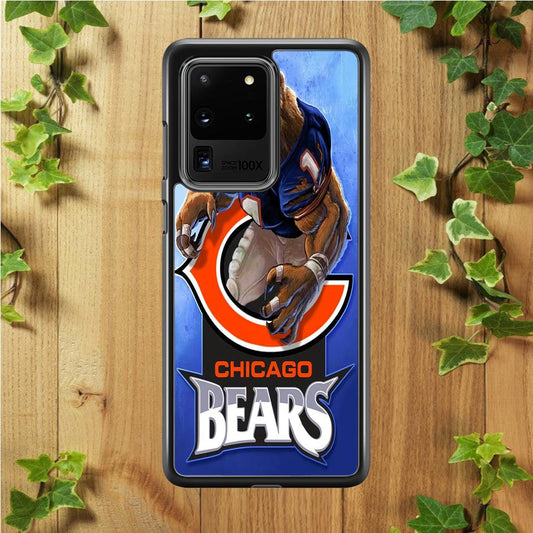 NFL Chicago Bears 001 Samsung Galaxy S20 Ultra Case-Rubber / White (2D Case)-Xtracase