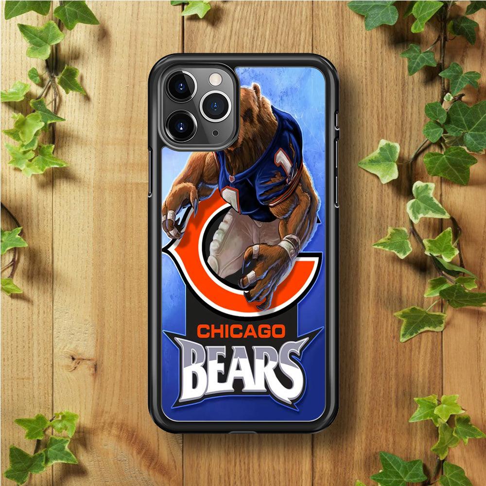 NFL Chicago Bears 001 iPhone 11 Pro Case-Rubber / Black (2D Case)-Xtracase