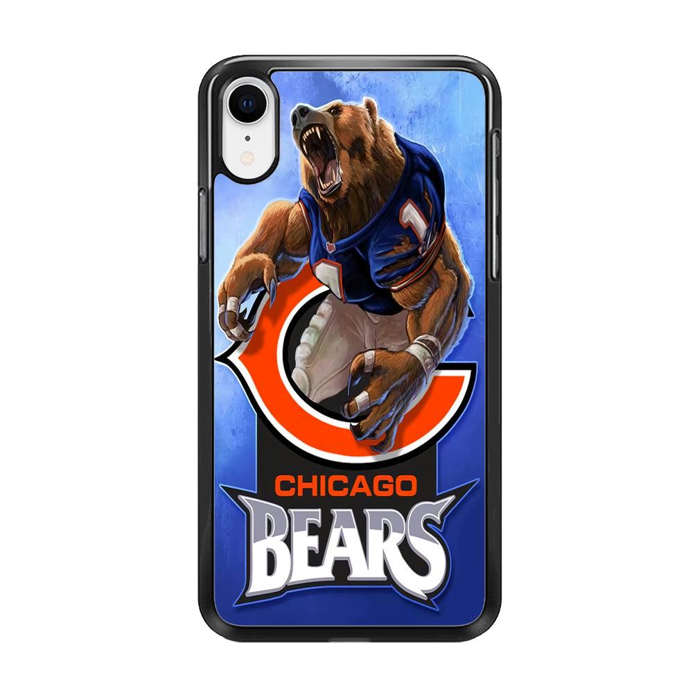 NFL Chicago Bears 001 iPhone XR Case-Rubber / Black (2D Case)-Xtracase