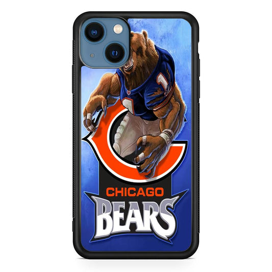 NFL Chicago Bears 001 iPhone 13 Mini Case-Rubber / Black (2D Case)-Xtracase