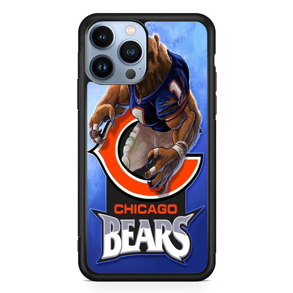 NFL Chicago Bears 001 iPhone 13 Pro Case-Rubber / Black (2D Case)-Xtracase