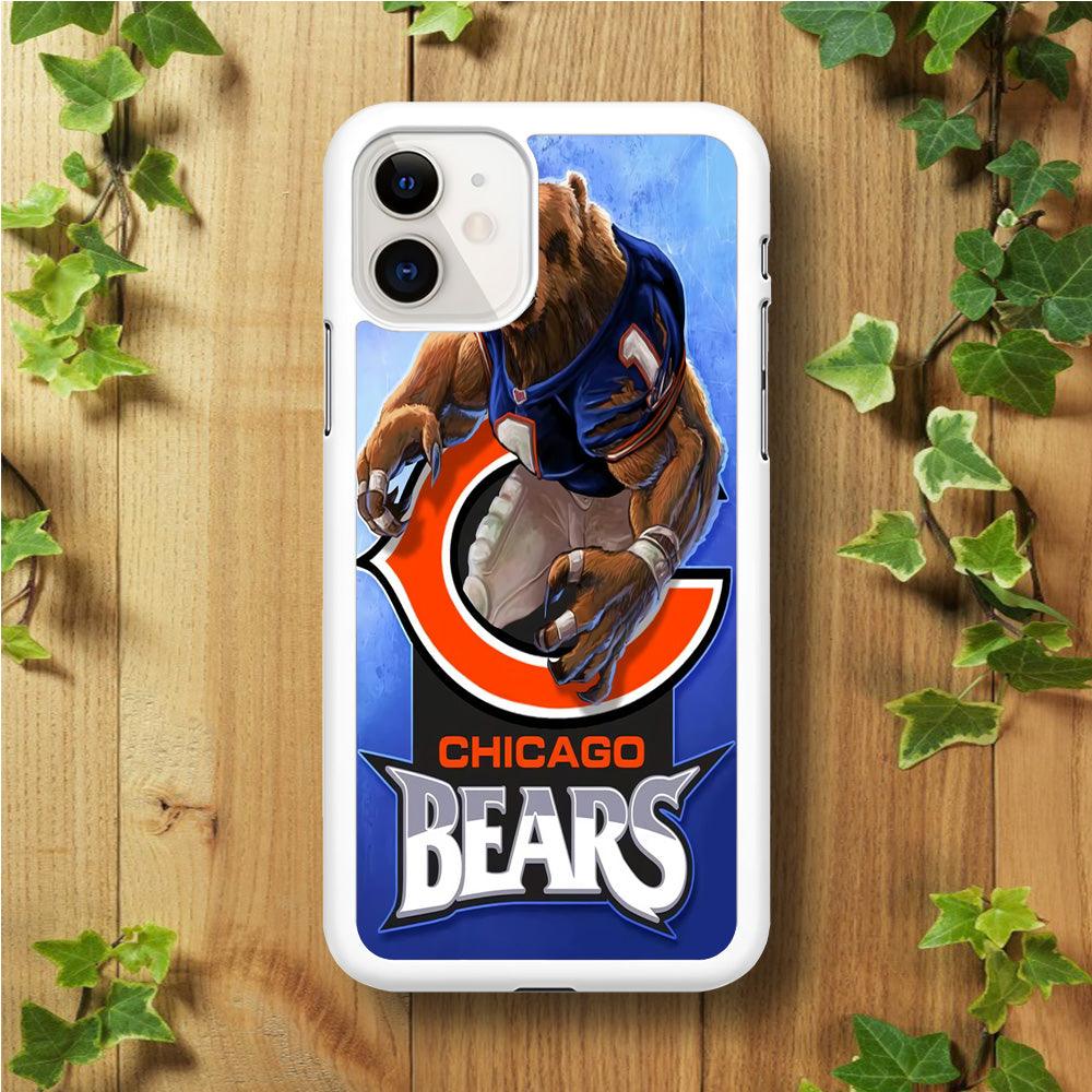 NFL Chicago Bears 001 iPhone 11 Case-Rubber / White (2D Case)-Xtracase