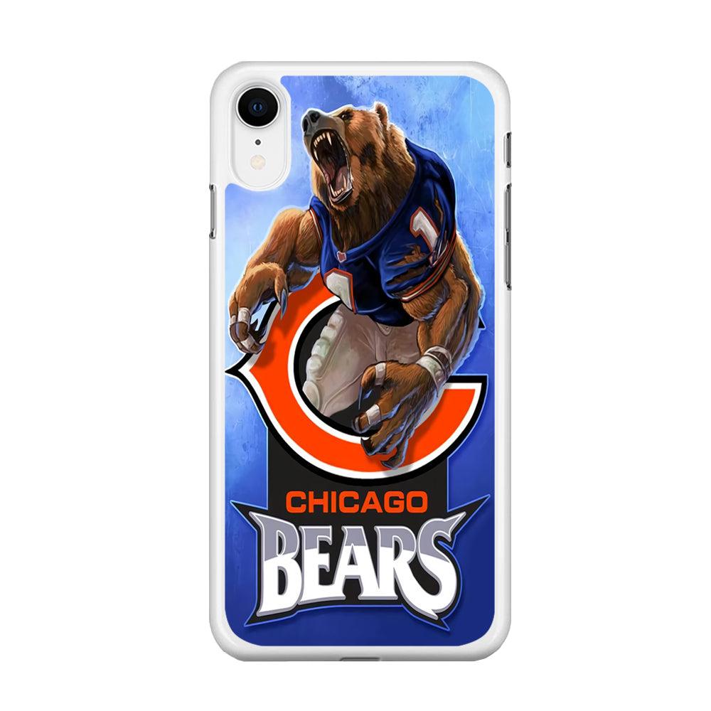 NFL Chicago Bears 001 iPhone XR Case-Rubber / White (2D Case)-Xtracase