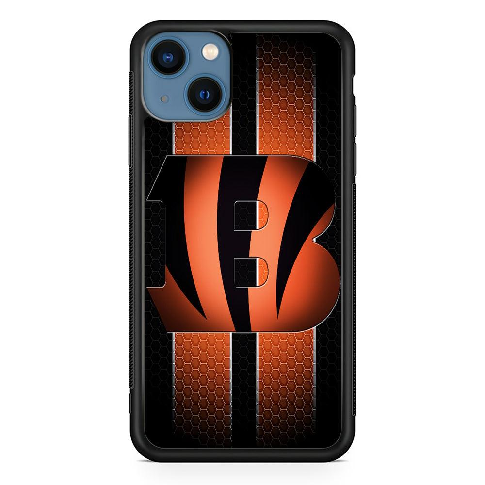 NFL Cincinnati Bengals 001 iPhone 13 Case-Rubber / Black (2D Case)-Xtracase